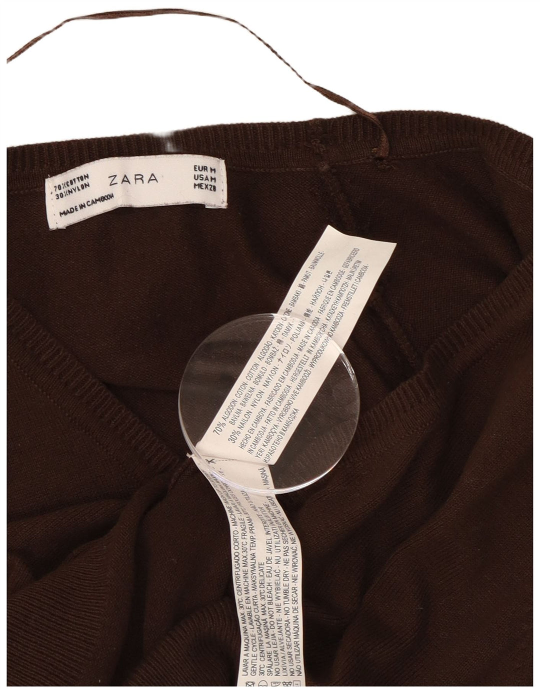 Zara Damen-Cardigan-Pullover UK 12 Mittelbraune Baumwolle