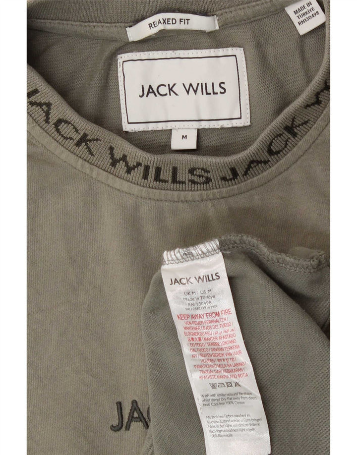 Jack Wills Herren Relaxed Fit T-Shirt-Oberteil aus mittlerer Khaki-Baumwolle