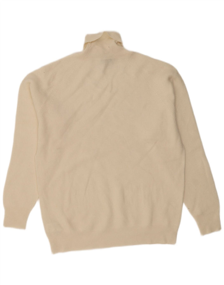 Vintage Herren Rollkragenpullover XL aus weißer Wolle