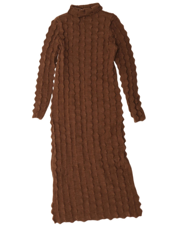 Zara Damen Langarm-Pulloverkleid UK 10 Small Braunes Acryl