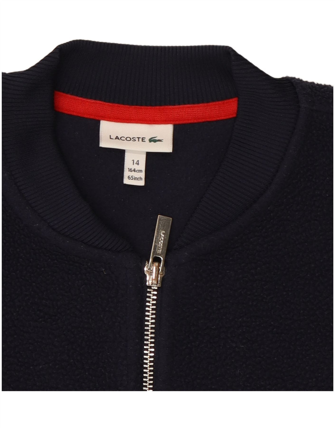 LACOSTE Boys Graphic Fleece Jacket 13-14 Years Navy Blue Polyester