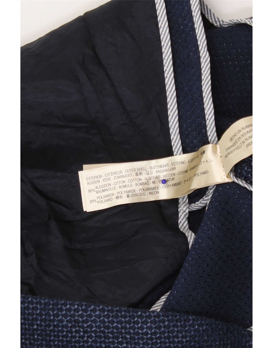 Massimo Dutti Damen 1-Knopf-Blazerjacke EU 36 XS Marineblaue Baumwolle