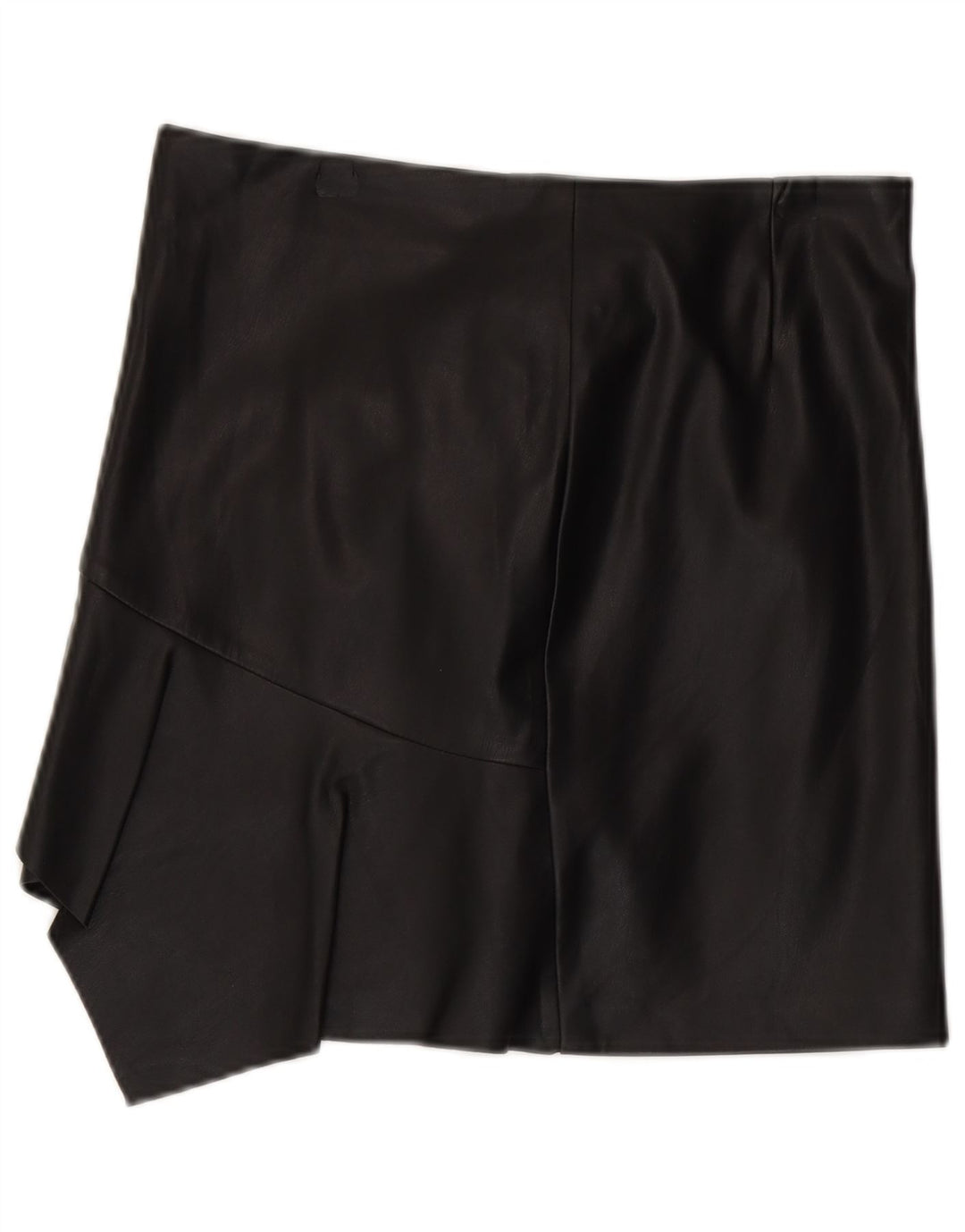 Sisley Damen Asymmetrischer Lederrock UK 12 Medium W30 Schwarz Polyester