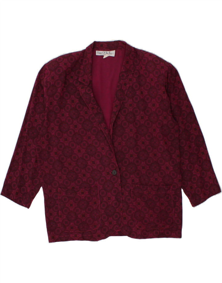 STATE OF ART Womens Oversized 1 Button Blazer Jacket UK 16 Large Burgundy Vintage State of Art and Second-Hand State of Art from Messina Hembry 
