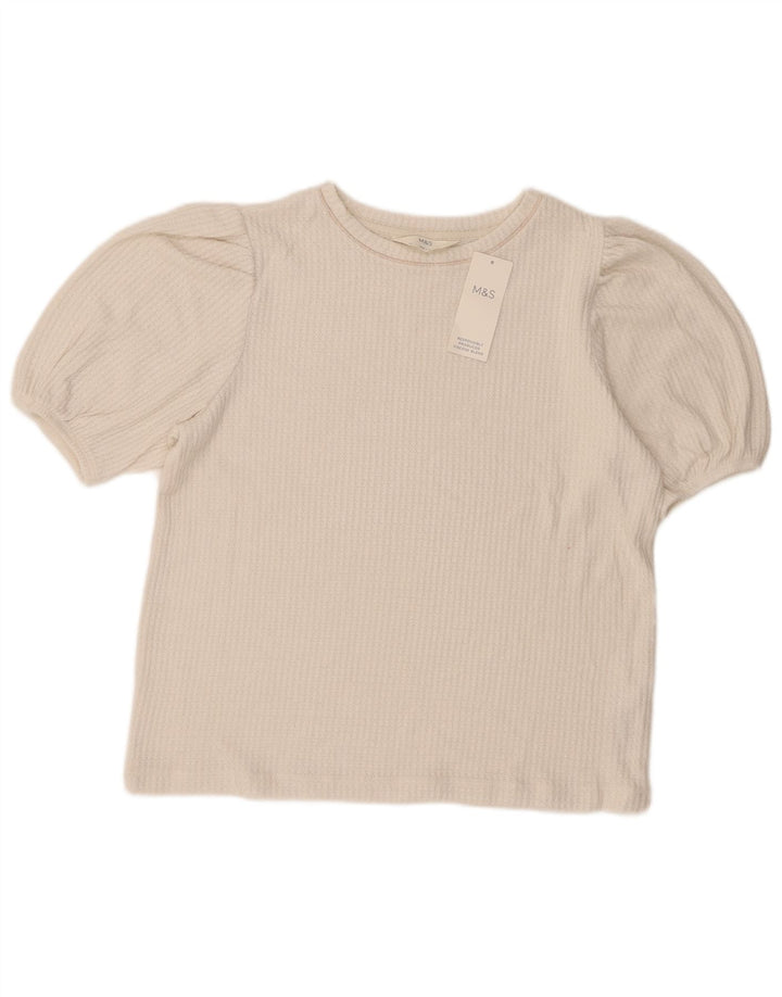 Marks & Spencer Damen Blusentop UK 14 Mittelweiße Viskose