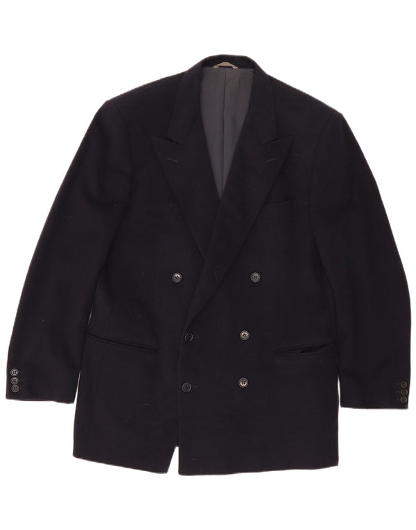 Nino Cerruti Herren Zweireiher Blazer Jacke IT 52 XL Schwarze Wolle