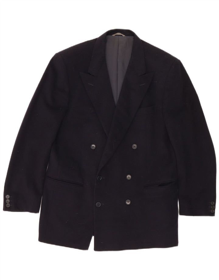 Nino Cerruti Herren Zweireiher Blazer Jacke IT 52 XL Schwarze Wolle