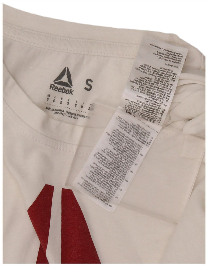 REEBOK Herren-T-Shirt mit Grafik, Größe S, weiße Baumwolle