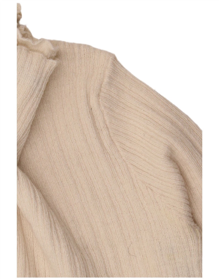 Zara Damen Crop Turtle Neck Pullover Pullover UK 8 Small Off White Polyester