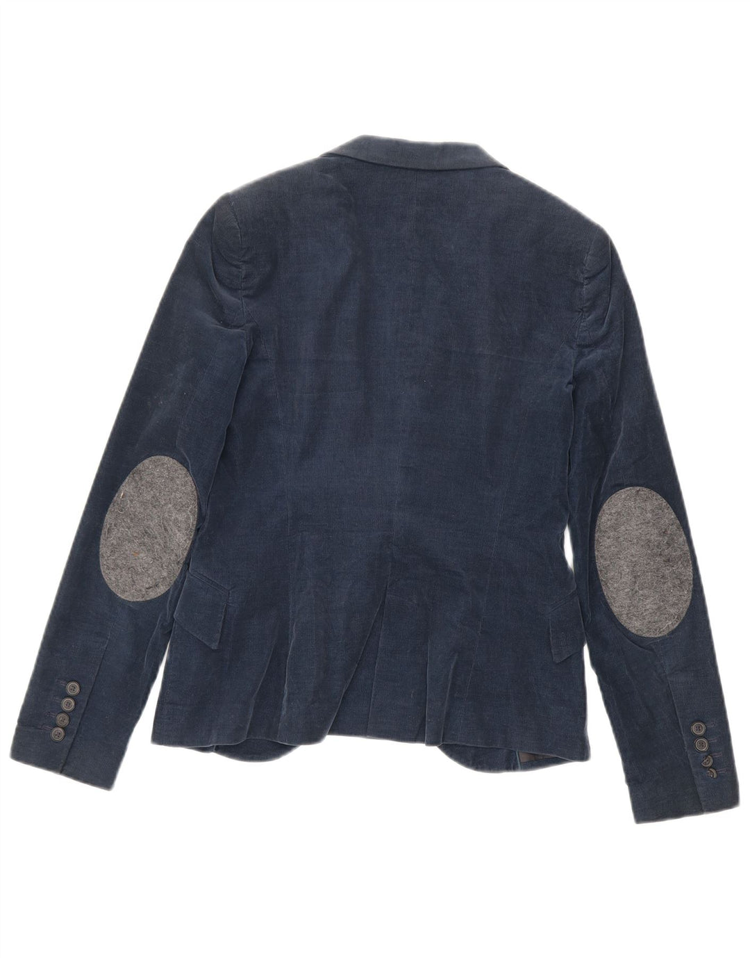 Zara Damen 1-Knopf-Blazer aus Cord, UK 12, mittelmarineblaue Baumwolle