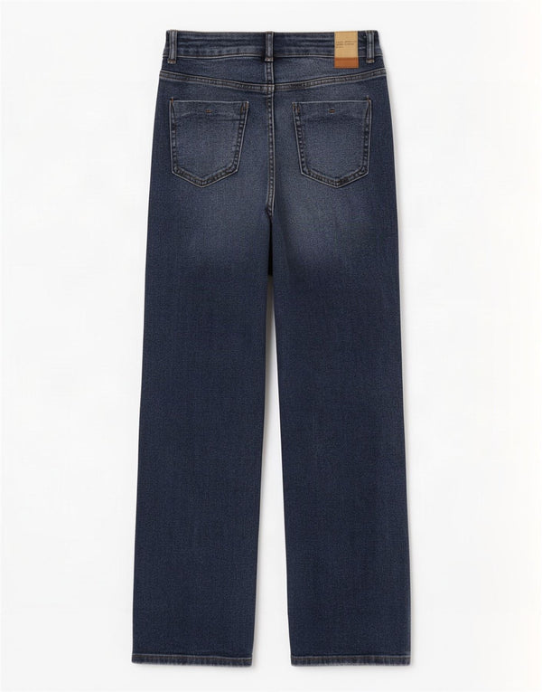 Zara Damen-Jeans mit hoher Taille, EU 34, 2XS, W24, L27, Marineblau, Baumwolle