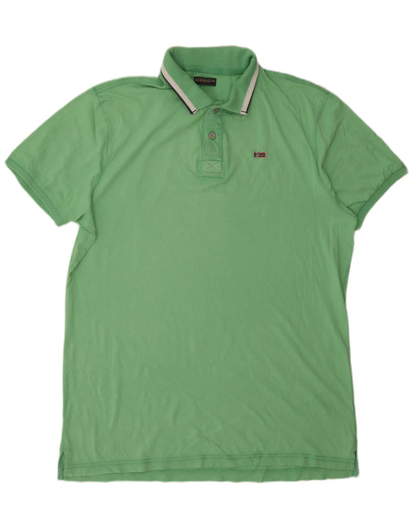 Napapijri Herren Geographic Poloshirt 3XL Grüne Baumwolle