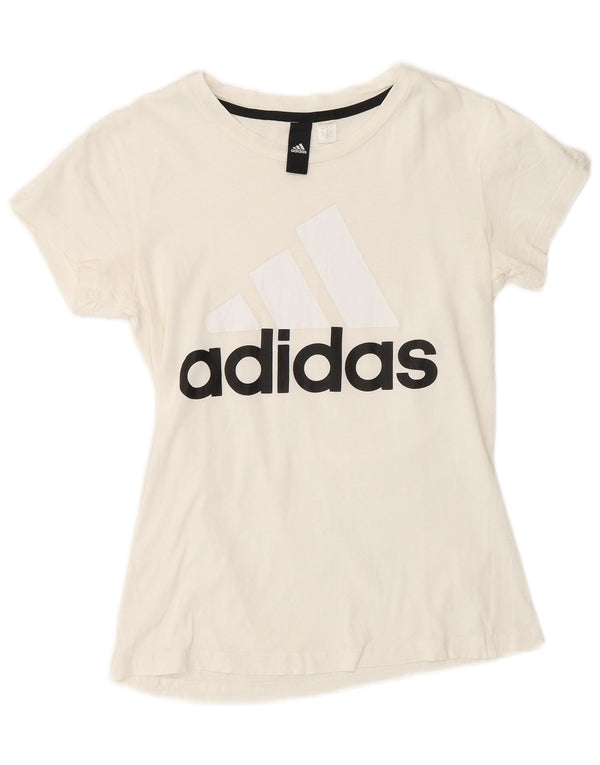 Adidas Damen Graphic T-Shirt Top UK 10 Small Weiß
