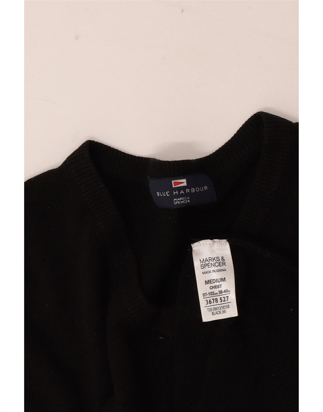 Marks & Spencer Herren-Pullover mit V-Ausschnitt, Gr. 38/40, mittelschwarz