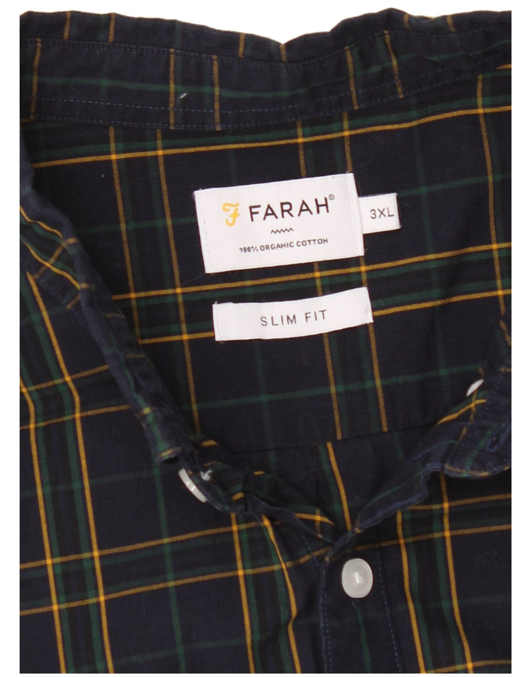 Farah Herren Slim Fit Hemd 3XL Marineblau kariert Baumwolle