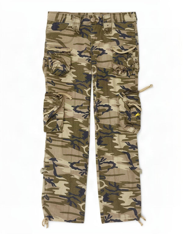 Vintage Damen gerade Cargohose W31 L33 Khaki Camouflage Baumwolle