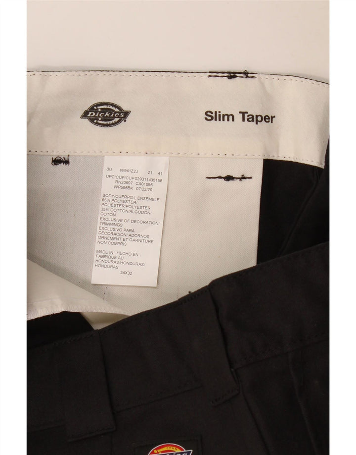 DICKIES Herren Slim Tapered Cargohose W34 L32 Schwarz Polyester