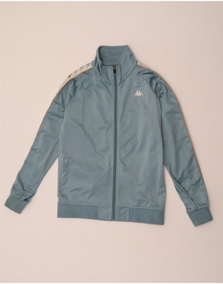 Kappa Herren-Trainingsanzugoberteil mit Grafik, Mittelblaues Farbblock-Polyester