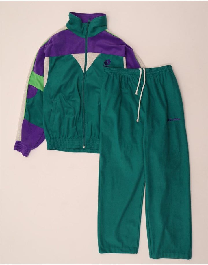Kompletter Herren-Trainingsanzug von Lotto, mittelgrünes Farbblock-Polyester
