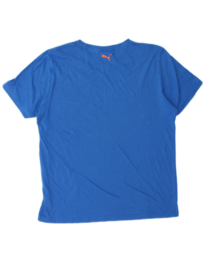 PUMA Herren Grafik T-Shirt Top Large Blau Baumwolle