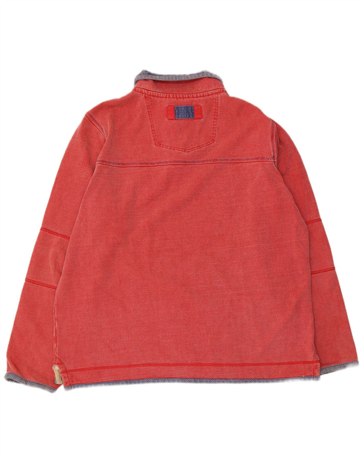 Fat Face Herren-Sweatshirt mit Reißverschluss am Hals, groß, aus roter Baumwolle
