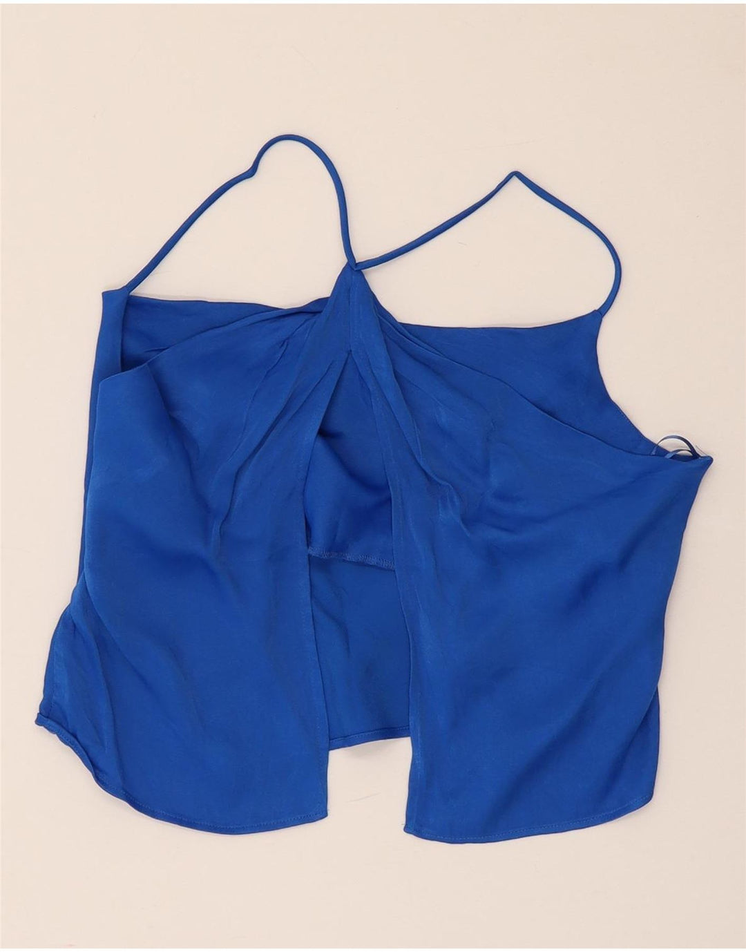 Zara Damen Crop Neckholder Top UK 8 Small Blaue Viskose