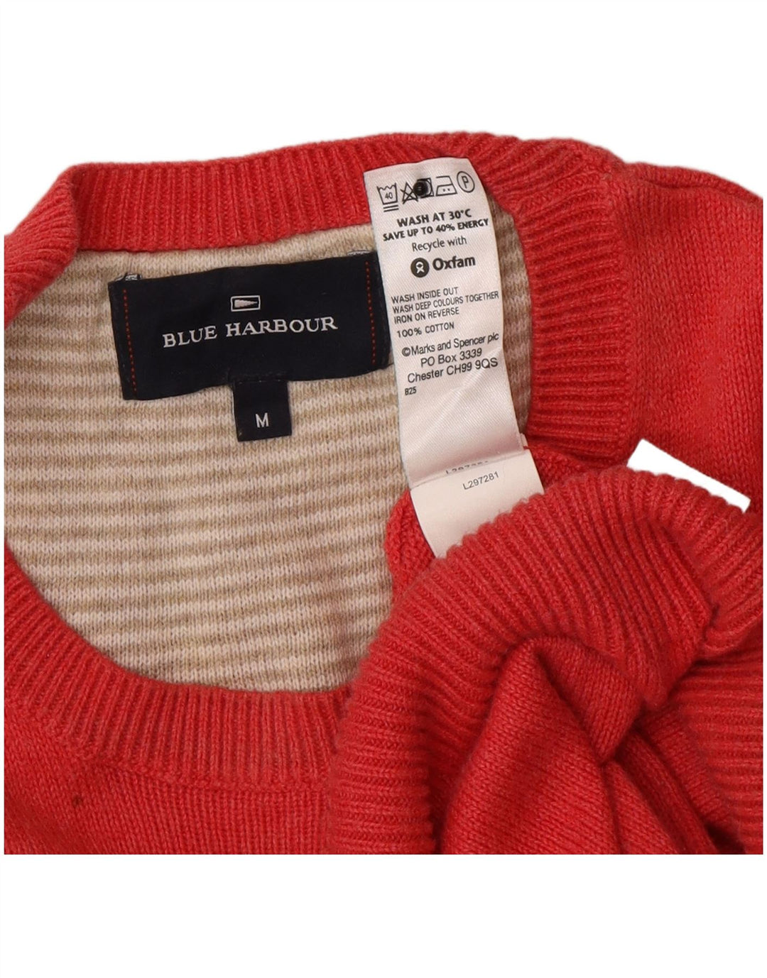 Marks & Spencer Herren Blauer Harbour-Pullover mit Rundhalsausschnitt Mittelrot