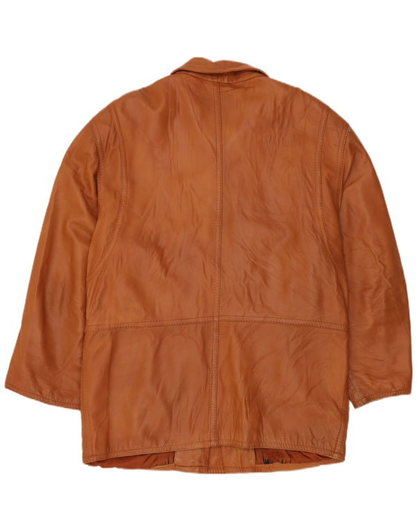 VINTAGE Herren Ledermantel IT 54 2XL Braunes Leder