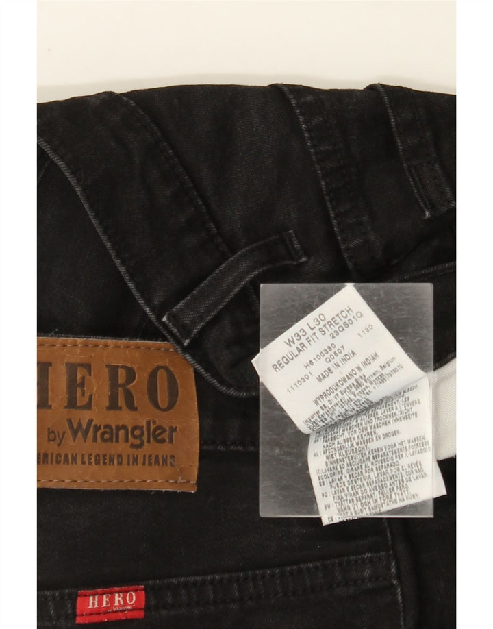 WRANGLER Herren Hero Regular Fit Straight Jeans W33 L30 Schwarze Baumwolle