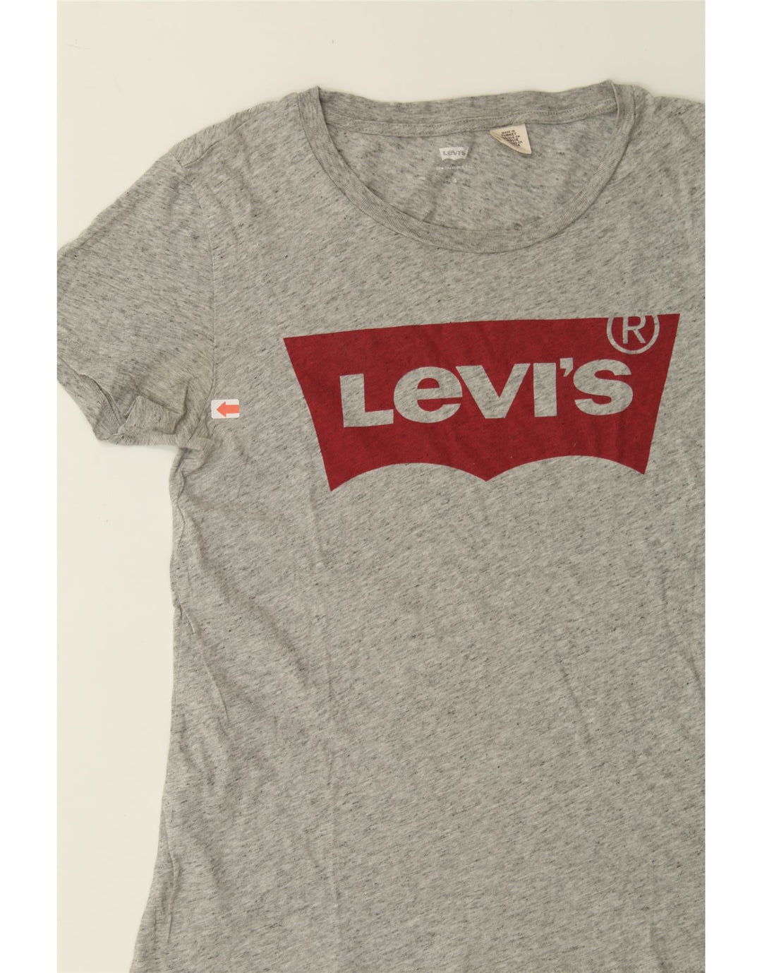 LEVI'S Womens Graphic T-Shirt Top UK 10 Small Grey Vintage Levi's and Second-Hand Levi's from Messina Hembry 