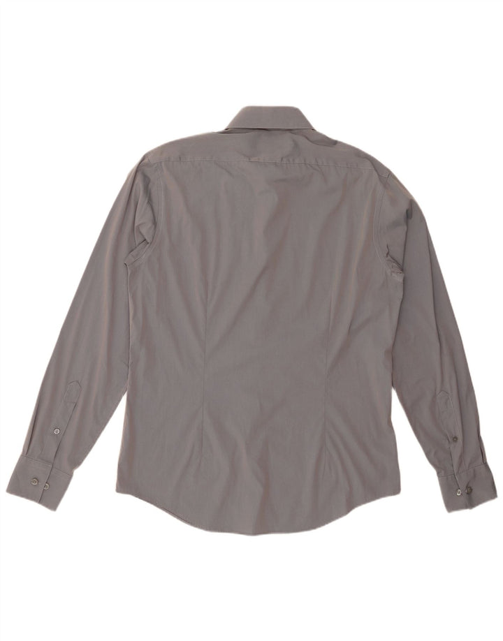 CALVIN KLEIN Herren Slim Fit Hemd Größe 40 15 3/4 mittelgraue Baumwolle