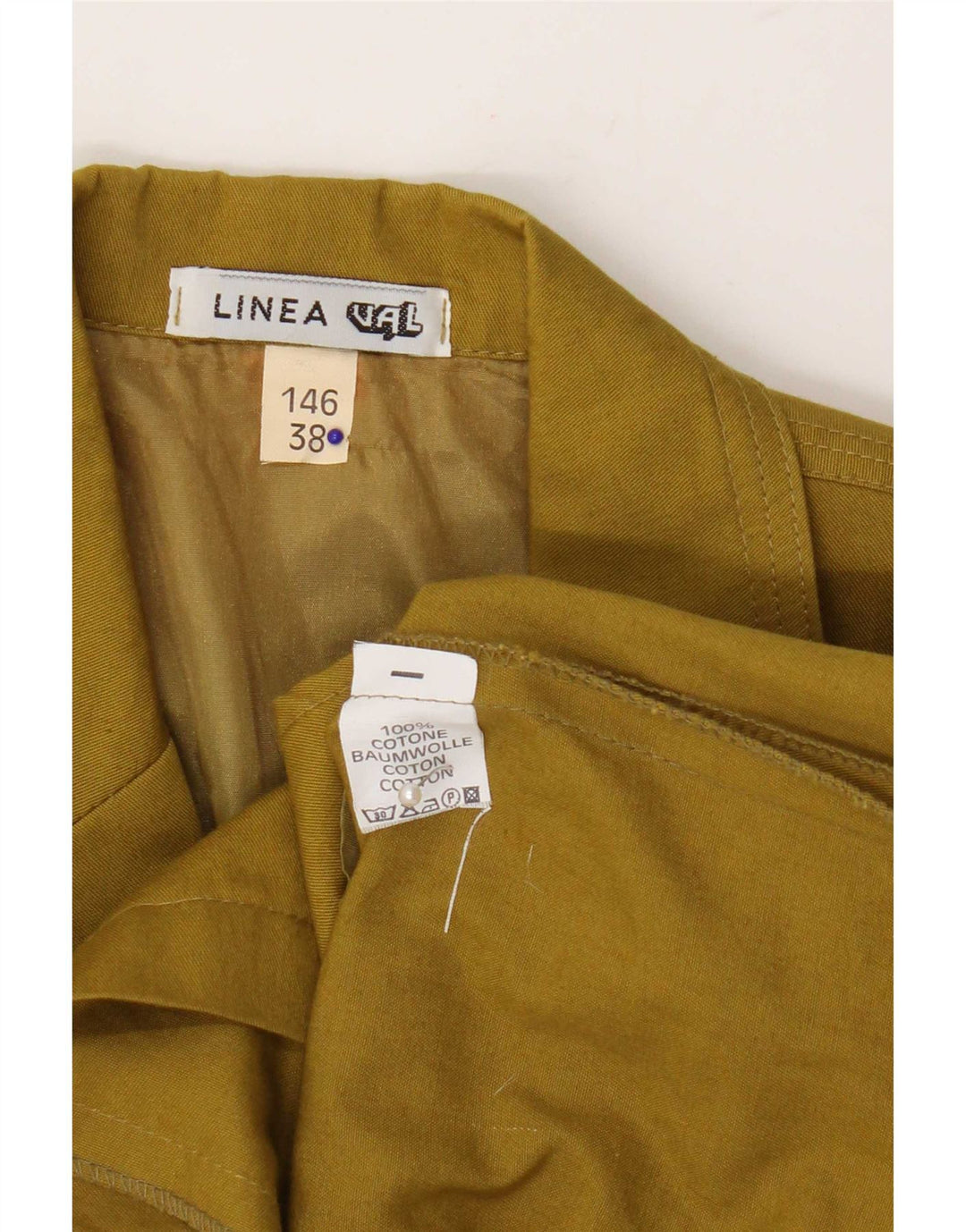 Vintage Damen 3/4 Ärmel 2 Knopf Blazer Jacke EU 38 Medium Khaki Baumwolle