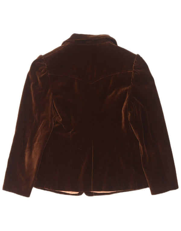 Vintage Damen Samt Blazer Jacke UK 10 Klein Braun