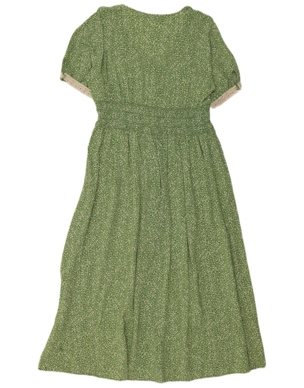 Zara Damen Maxikleid UK 14 Großes grünes Blumenmuster