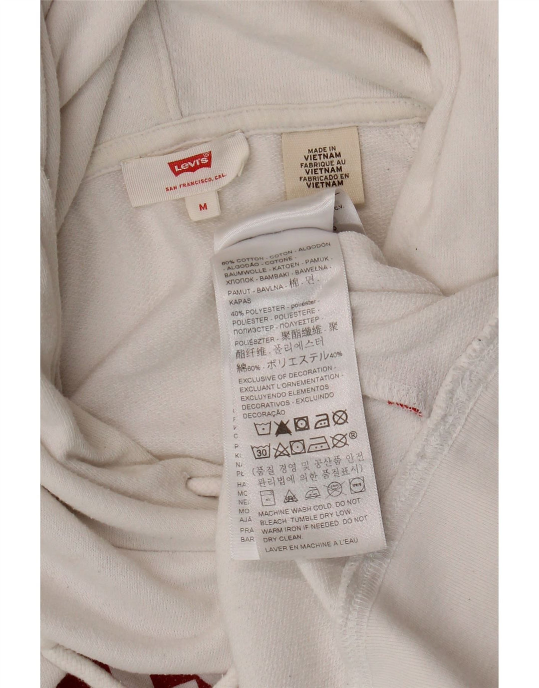 LEVI'S Damen-Kapuzenpullover mit Grafik, UK 14, mittelweiße Baumwolle