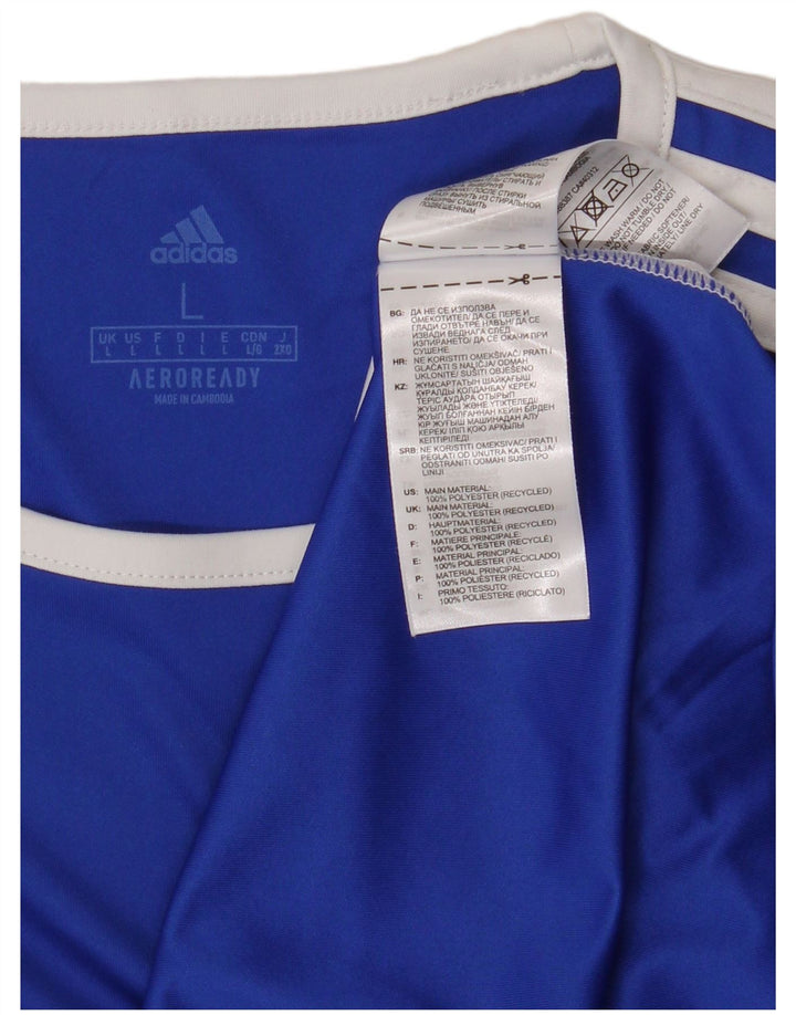 Adidas Herren Aeroready T-Shirt Top Large Blau Colourblock Polyester