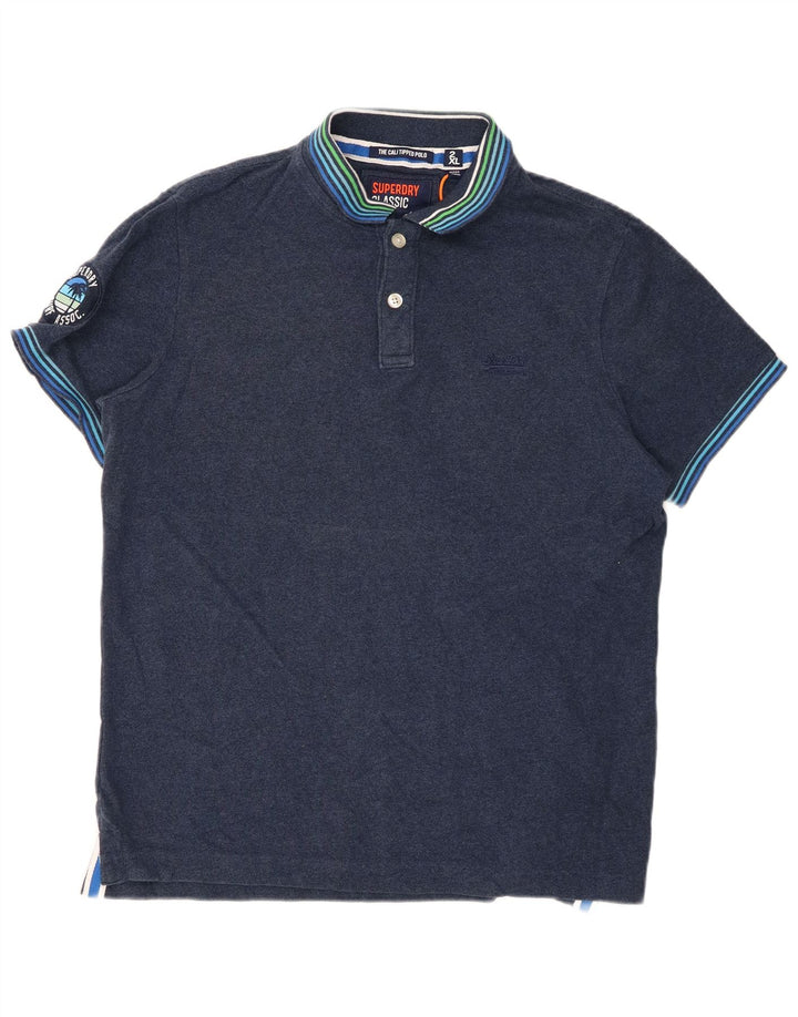 SUPERDRY Herren-Poloshirt mit Grafik, 2XL, Marineblau