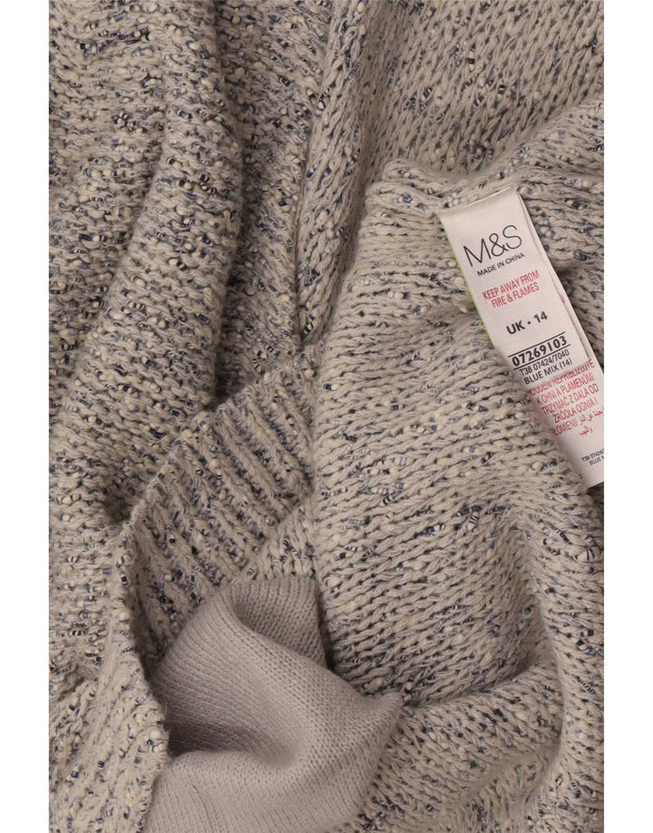 Marks & Spencer Damen-Cardigan-Pullover UK 14 Mittelblau gefleckte Baumwolle