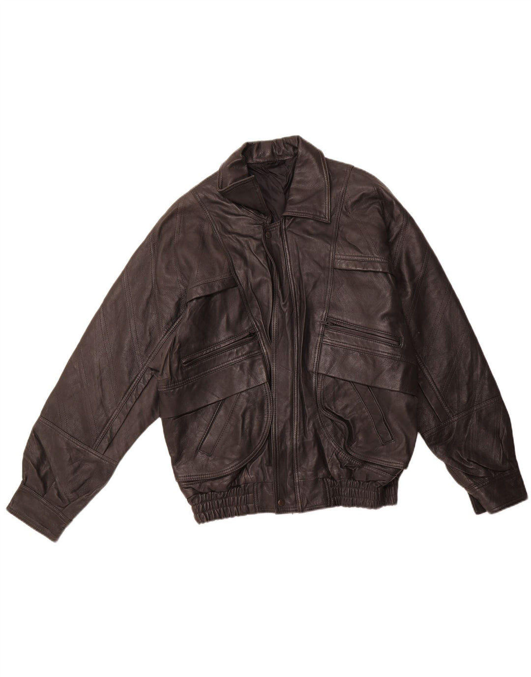 VINTAGE Herren Lederjacke EU 46 Kleines schwarzes Leder