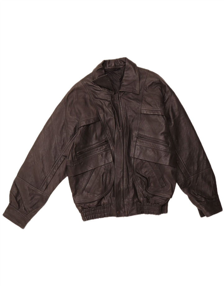 VINTAGE Herren Lederjacke EU 46 Kleines schwarzes Leder