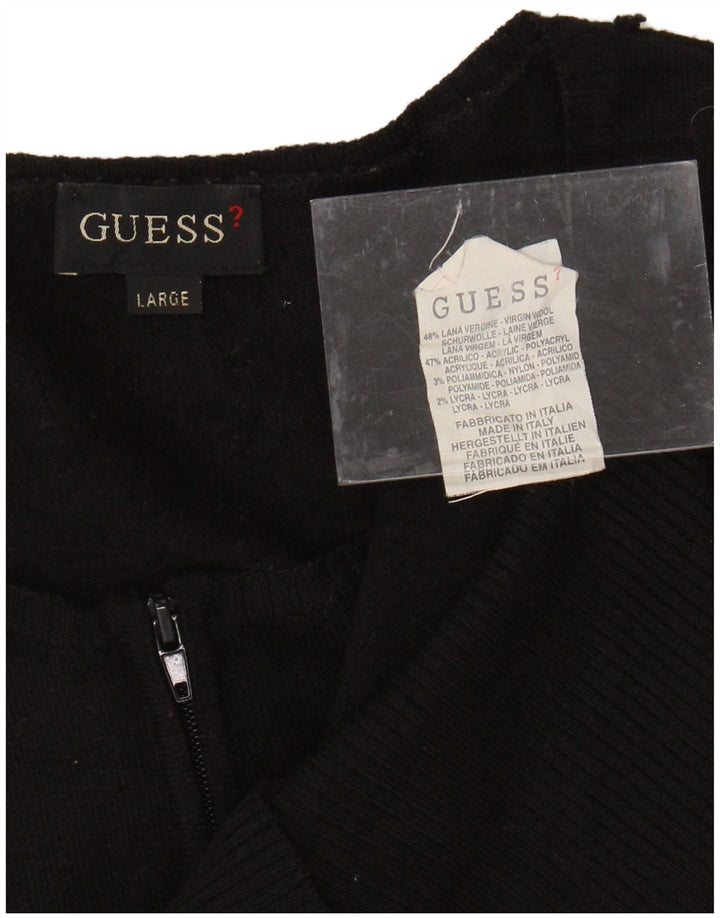 GUESS Damen Crop 3/4-Ärmel-Cardigan-Pullover UK 14 Large Schwarz