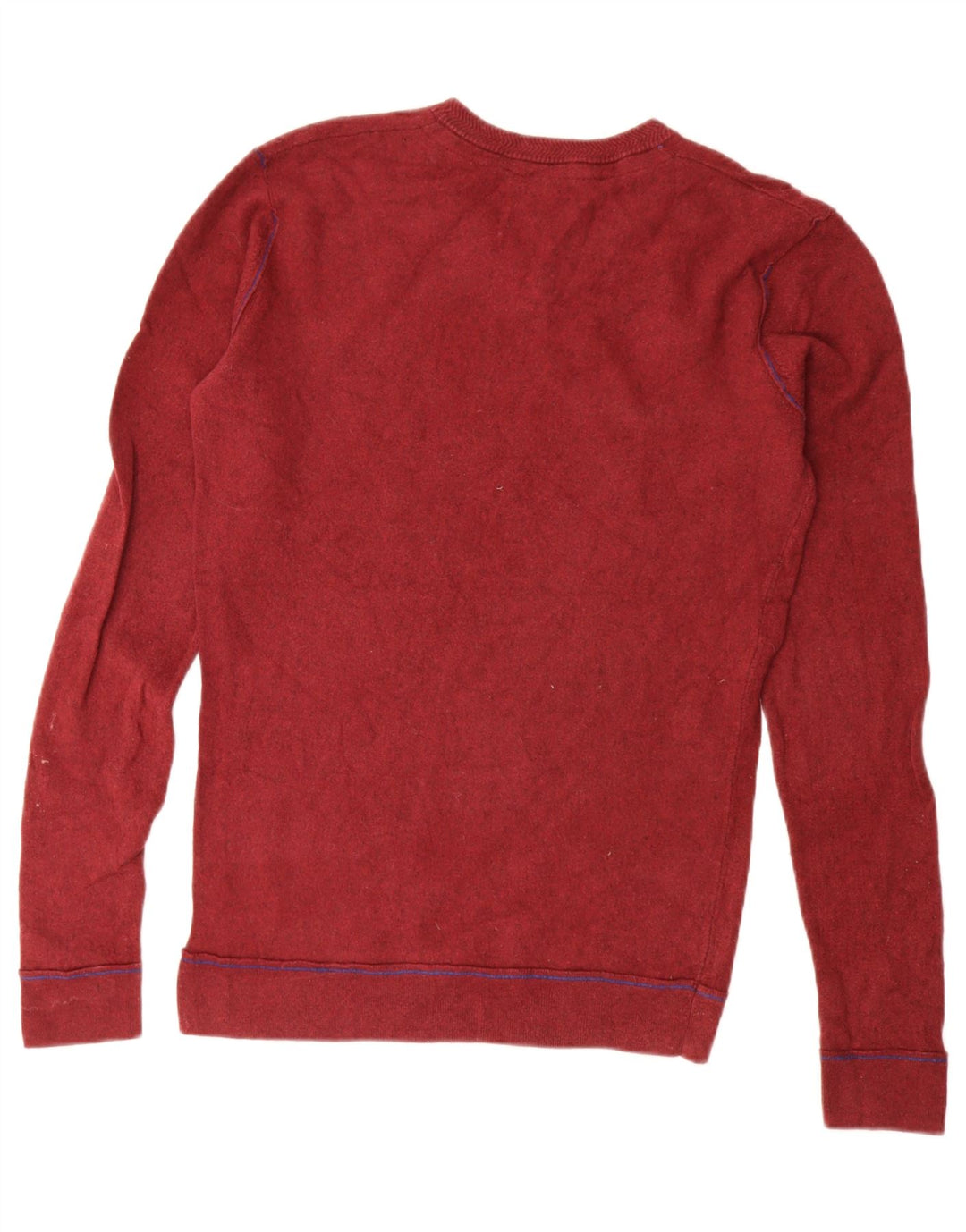 FAT FACE Herren-Pullover mit V-Ausschnitt aus mittelroter Baumwolle
