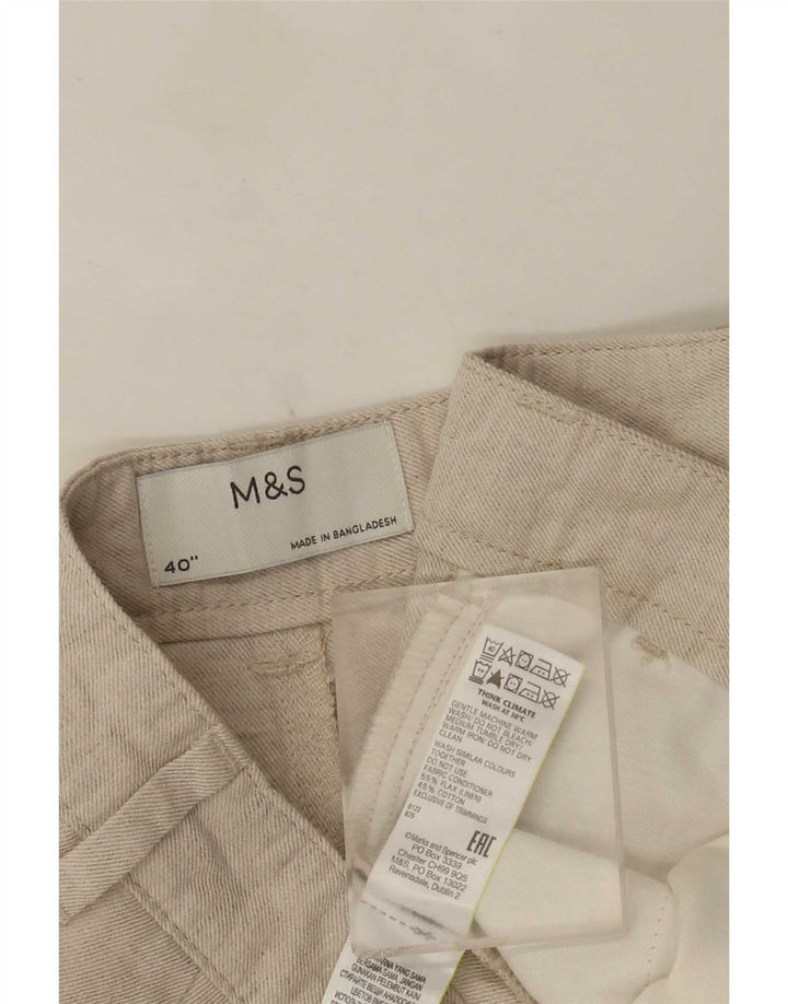 Marks & Spencer Herren Chinoshorts W40 XL Beige Leinen