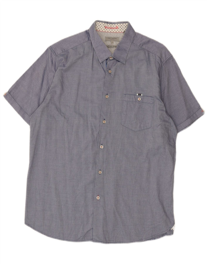 TED BAKER Herren Kurzarmhemd Größe 5 XL Blau