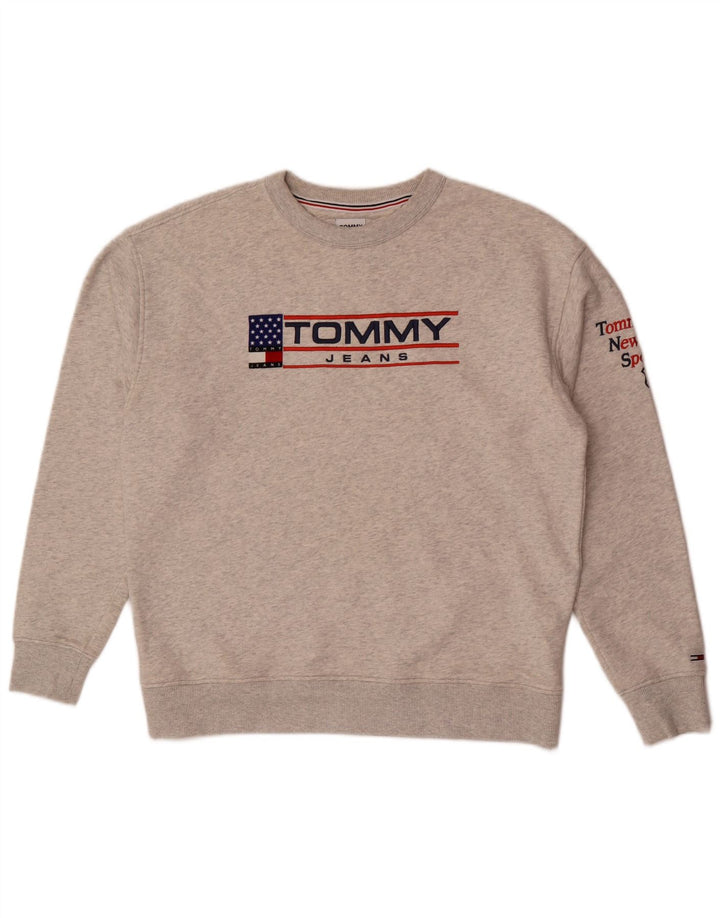 Tommy Hilfiger Herren-Sweatshirt mit Grafik, mittelgrau gefleckte Baumwolle