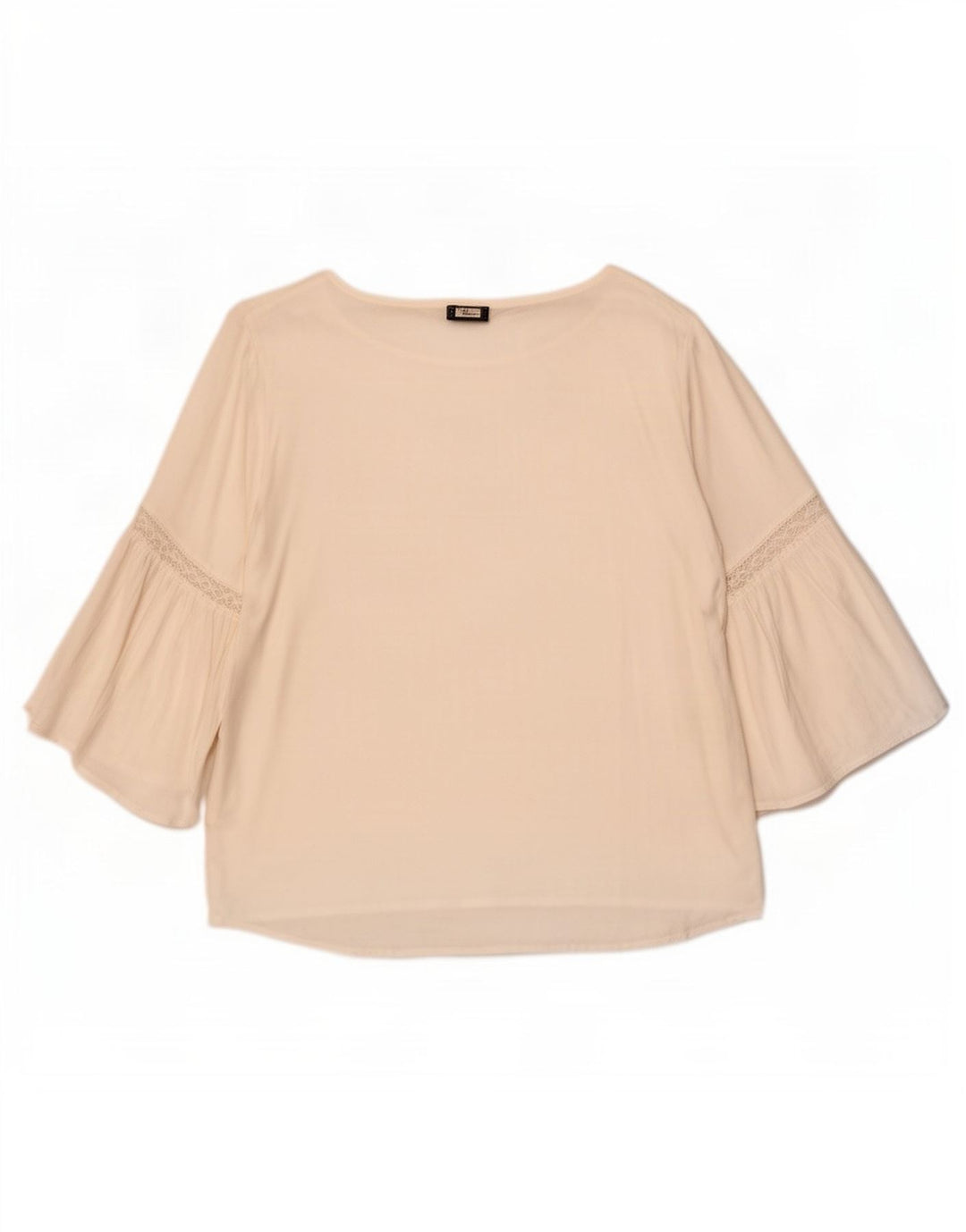 Benetton Damen-Blusenoberteil mit 3/4-Ärmeln, UK-Größe 44, mittelweiße Viskose