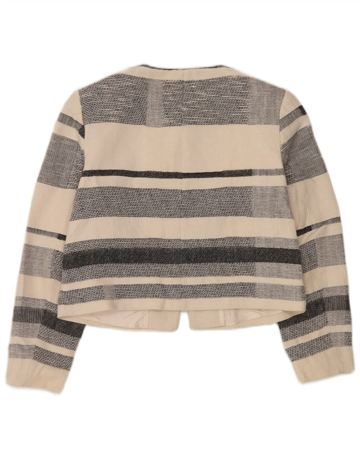 Zara Damen Bolero-Jacke UK 10 Small Off White gestreift