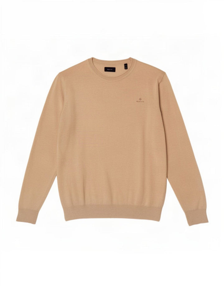 Gant Herren-Pullover mit Rundhalsausschnitt, groß, beige, Leinen