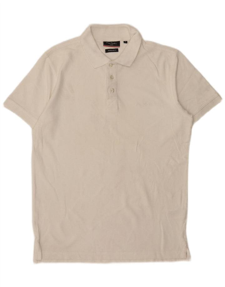 Pierre Cardin Herren-Poloshirt mit normaler Passform, Größe S, weiße Baumwolle