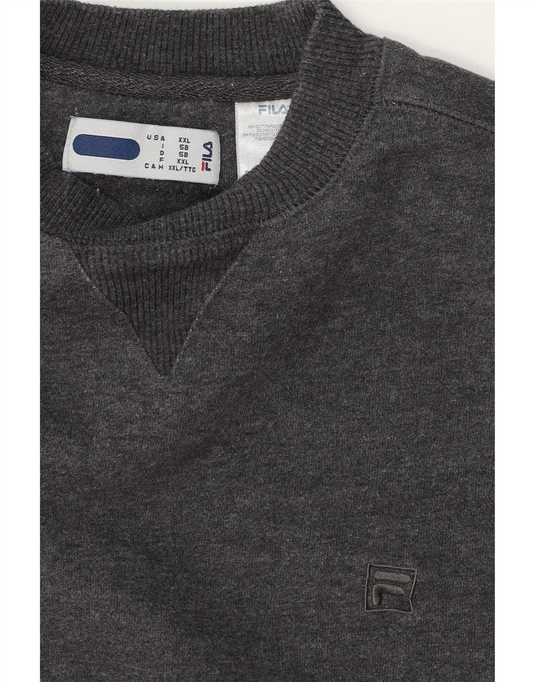 FILA Mens Sweatshirt Jumper 2XL Grey Cotton Vintage Fila and Second-Hand Fila from Messina Hembry 